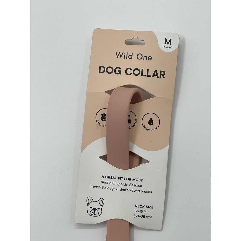 Wild One Adjustable Waterproof Flex-Poly Coated Nylon Dog Collar Blush (M)